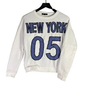 Hye Park and Lune New York 05 White Blue‎ Graphic Crewneck Sweatshirt USA M